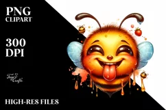 Vibrant Bee Portrait Tongue Wind Clipart Product Image 3