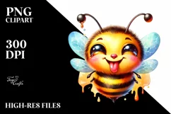 Vibrant Bee Portrait Tongue Wind Clipart Product Image 1