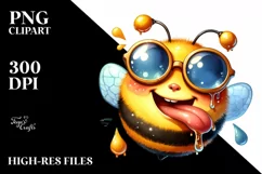 Vibrant Bee Portrait Tongue Wind Clipart Product Image 1