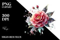 Camellia with Watercolor Splash PNG Product Image 2