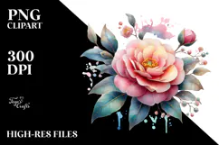 Camellia with Metalic Insertions PNG Product Image 2
