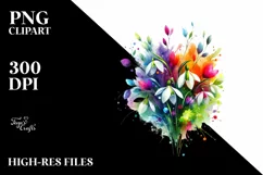 Colorful Baby Hummingbird Abstract Bouquet | Sublimation | Product Image 1