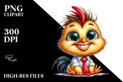 Funny Baby Rooster Sitting Tie Clipart Product Image 2