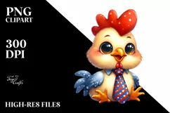 Funny Baby Rooster in Tie | Clipart Product Image 1