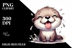 Funny Otter Smiling in the Wind | Humor Clipart Product Image 3