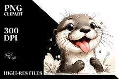 Funny Otter Smiling in the Wind | Humor Clipart Product Image 3