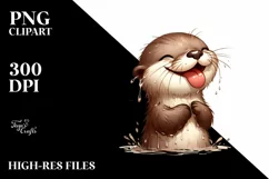 Funny Otter Smiling in the Wind | Humor Clipart Product Image 1