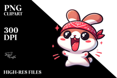 Excited Cartoon Bunny PNG Product Image 2