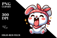 Excited Cartoon Bunny PNG Product Image 2