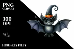 Funny Halloween Bat | Watercolor Clipart Product Image 1