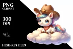 Baby Unicorn Cowboy Lofty Cloud | Sublimation | Clipart Product Image 1