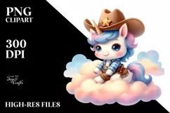 Baby Unicorn Cowboy Lofty Cloud | Sublimation | Clipart Product Image 3