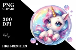 Cute Colorful Baby Unicorn in Bubble | Clipart Product Image 3