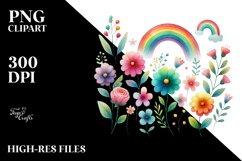 Rainbow Flowers Watercolor Design Product Image 2