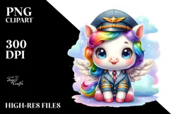 Charming Baby Unicorn with Aviator Suit PNG Product Image 2
