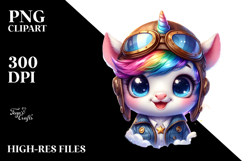 Adorable Unicorn in Aviator Suit PNG Product Image 2