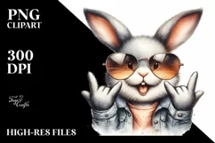 Cute Rabbit Portrait Doing Rocker Sign | Watercolor Clipart Product Image 3