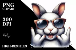 Cute Rabbit Portrait Doing Rocker Sign | Watercolor Clipart Product Image 3