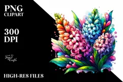 Colorful Stained Hyacinth Watercolor Clipart Product Image 3