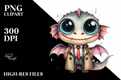 Watercolor Dragon Big Eyes Tie | Clipart Product Image 3