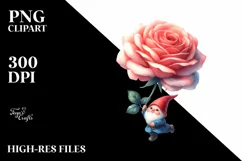Baby Gnome Floating Large Rose | Sublimation | Clipart Product Image 1