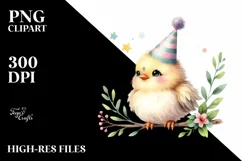 Baby Bird with Party Hat, Transparent PNG Product Image 1