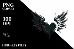 Simple Paintbrush Style Heart Wings PNG Product Image 2
