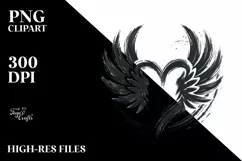 Simple Paintbrush Style Heart Wings PNG Product Image 2