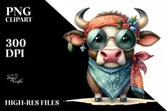 Funny Bull Standing Bandana Watercolor Product Image 3