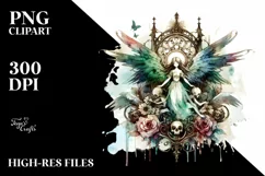 Watercolor Washed Gothic Fairy | Sublimation Clipart Product Image 3