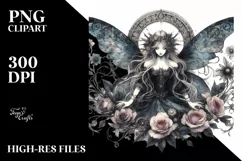 Watercolor Washed Gothic Fairy | Sublimation Clipart Product Image 3