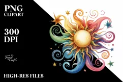 Colorful Watercolor Sun Clipart Product Image 3