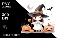 Simplistic Cute Witch Watercolor PNG Product Image 2