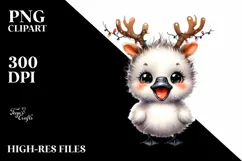 Expressive Baby Swan PNG with Reindeer Horns Product Image 1