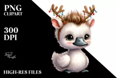 Expressive Baby Swan PNG with Reindeer Horns Product Image 1