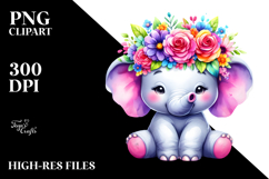 Vibrant Elephant Flower Crown Clipart Product Image 2