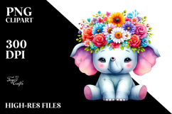 Vibrant Elephant Flower Crown Clipart Product Image 2