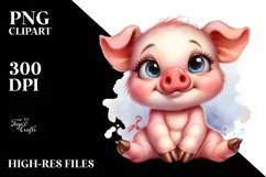 Funny Baby Pig Sitting Clipart Product Image 1