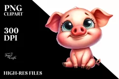 Funny Baby Pig Sitting Clipart Product Image 3