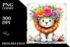 Cartoon Lion Flower Crown Clipart Product Image 2