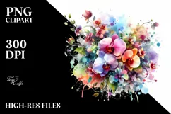 colorful Orchid Abstract | Sublimation | Clipart Product Image 1