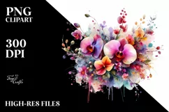 Colorful Abstract Vibrant Bouquet | Sublimation | Clipart Product Image 3