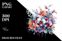 colorful Orchid Abstract | Sublimation | Clipart Product Image 1