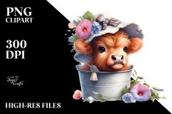 Cute Baby Highland Cow | Sublimation | Clipart Product Image 1