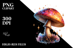 Detailed Shiny Colorful Mushroom Watercolor PNG Product Image 2