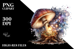 Detailed Shiny Colorful Mushroom Watercolor PNG Product Image 2