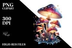 Detailed Shiny Colorful Mushroom Watercolor PNG Product Image 2