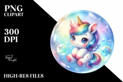 Pastel Baby Unicorn Bubble | Sublimation | Clipart Product Image 3