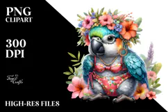 Digital Watercolor Adorned Baby Parrot PNG Product Image 2