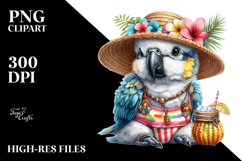 Digital Watercolor Adorned Baby Parrot PNG Product Image 2
